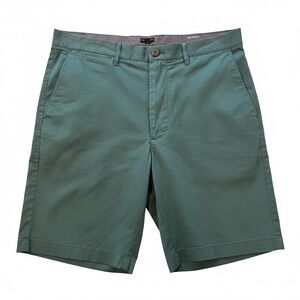 J.Crew Mens Chino Shorts Green 35 Waist 9 Inseam Cotton Twill Flat Front Casual